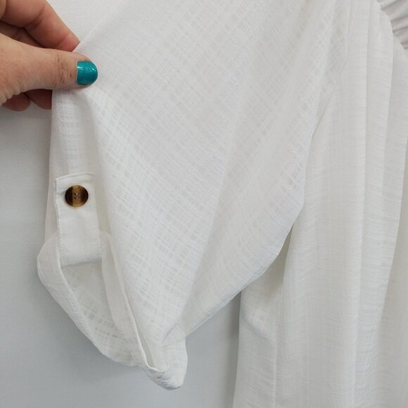 Ophelia Roe Womens White Off The Shoulder Short Sleeve Blouse Top Plus Size 2X - Picture 4 of 11